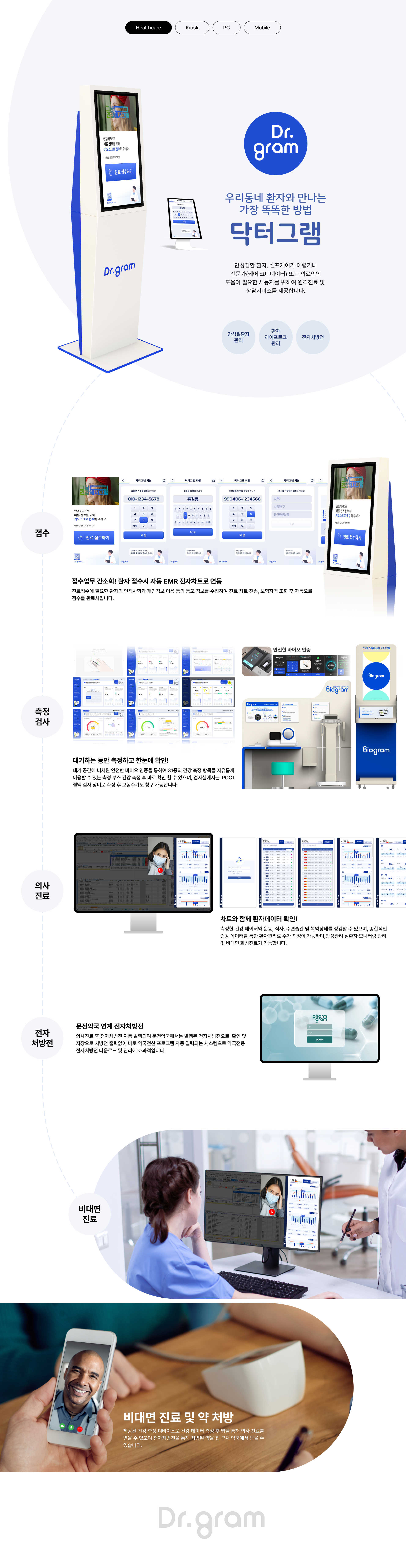 ICT Remote medical care solution ‘Dr.gram’ 프로젝트 상세 — 서비스 소개와 디자인 화면