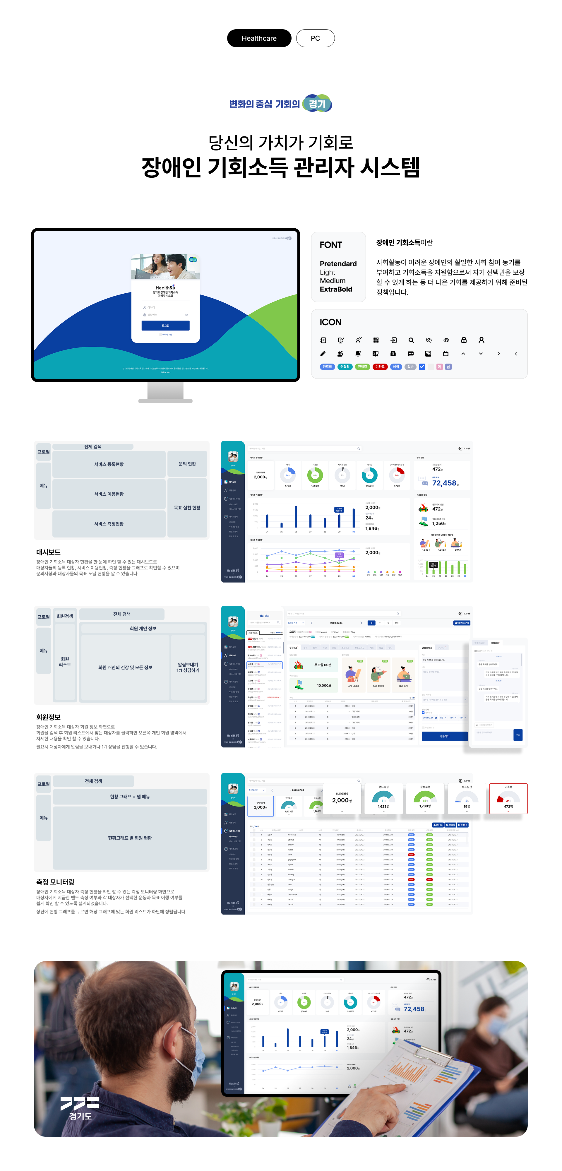 Gyeonggi-do Disabled Opportunity Income Management System 프로젝트 상세 — 서비스 소개와 디자인 화면