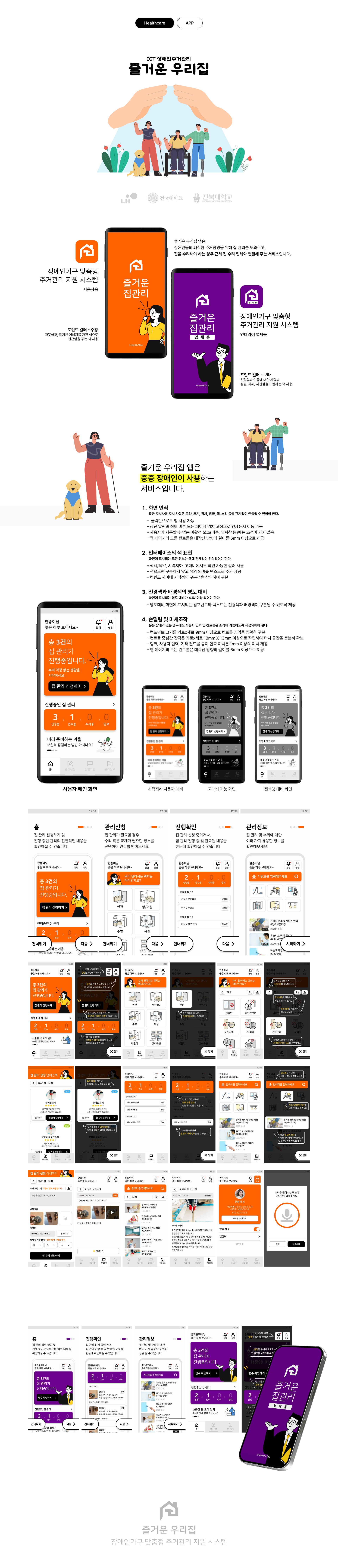 ICT Disabled Housing Care ’my happy home’ 프로젝트 상세 — 서비스 소개와 디자인 화면